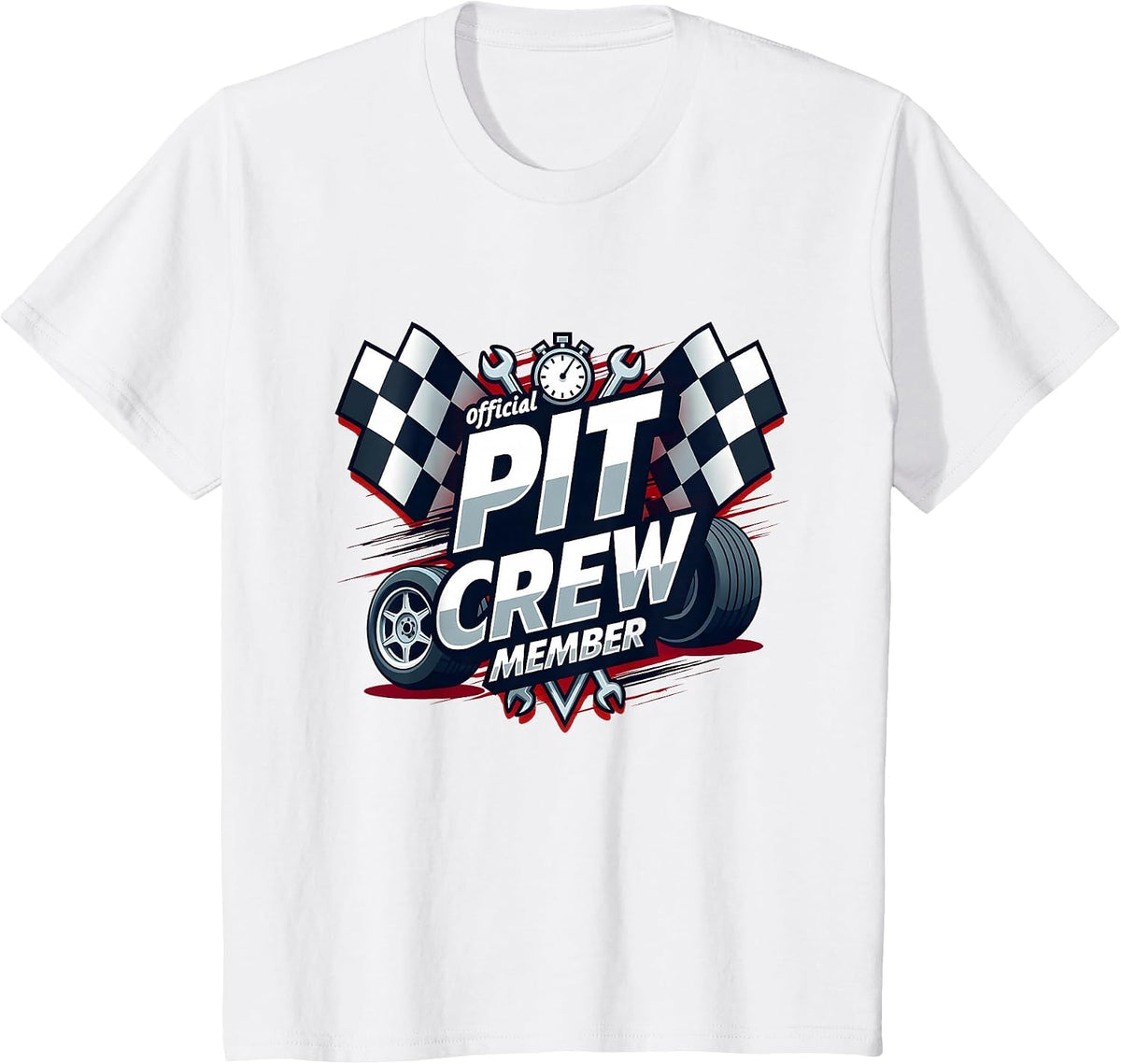 Official Pit Crew Member Birthday Racing Family Celebration T-Shirt - White