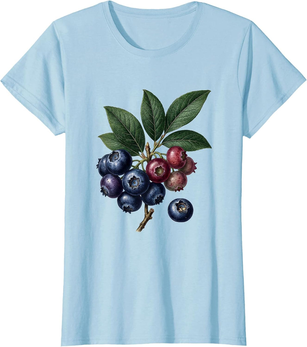 Women's Red White and Blueberry Patriotic Star Design T-Shirt - Baby Blue