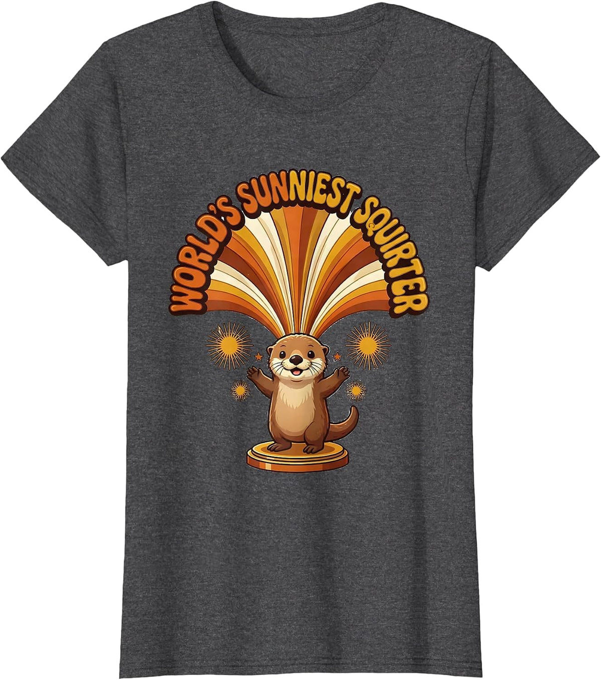 Women's World's Sunniest Squirter Retro 70s Funny Daddy's Lil T-Shirt - Dark Heather Grey