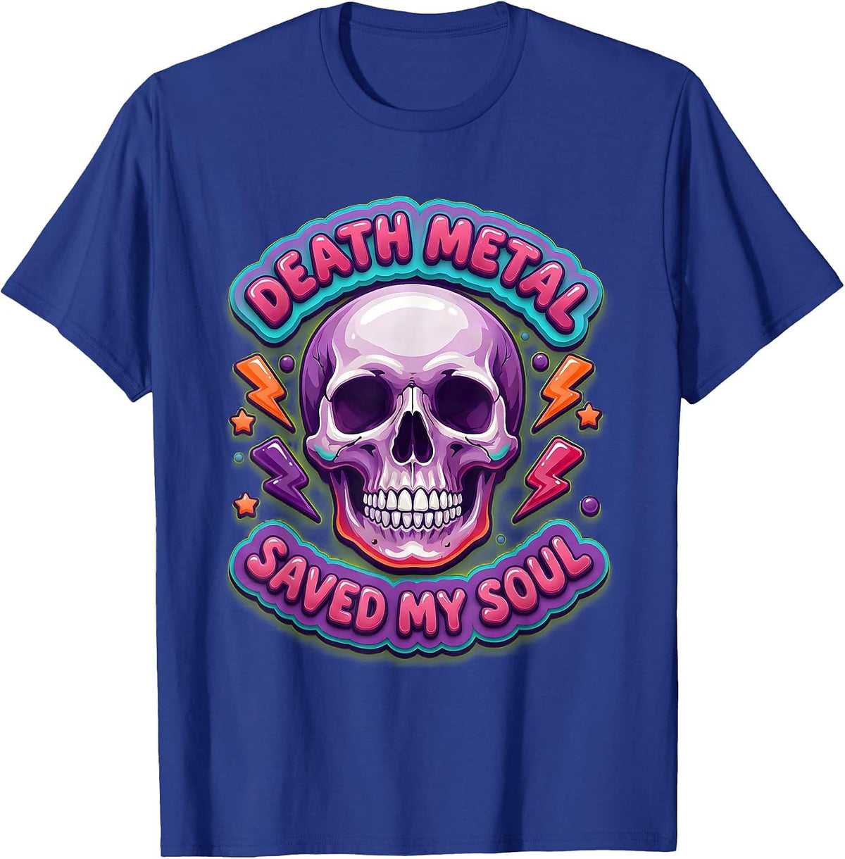 Death Metal Saved My Soul Dark Music Design T-Shirt - Royal Blue