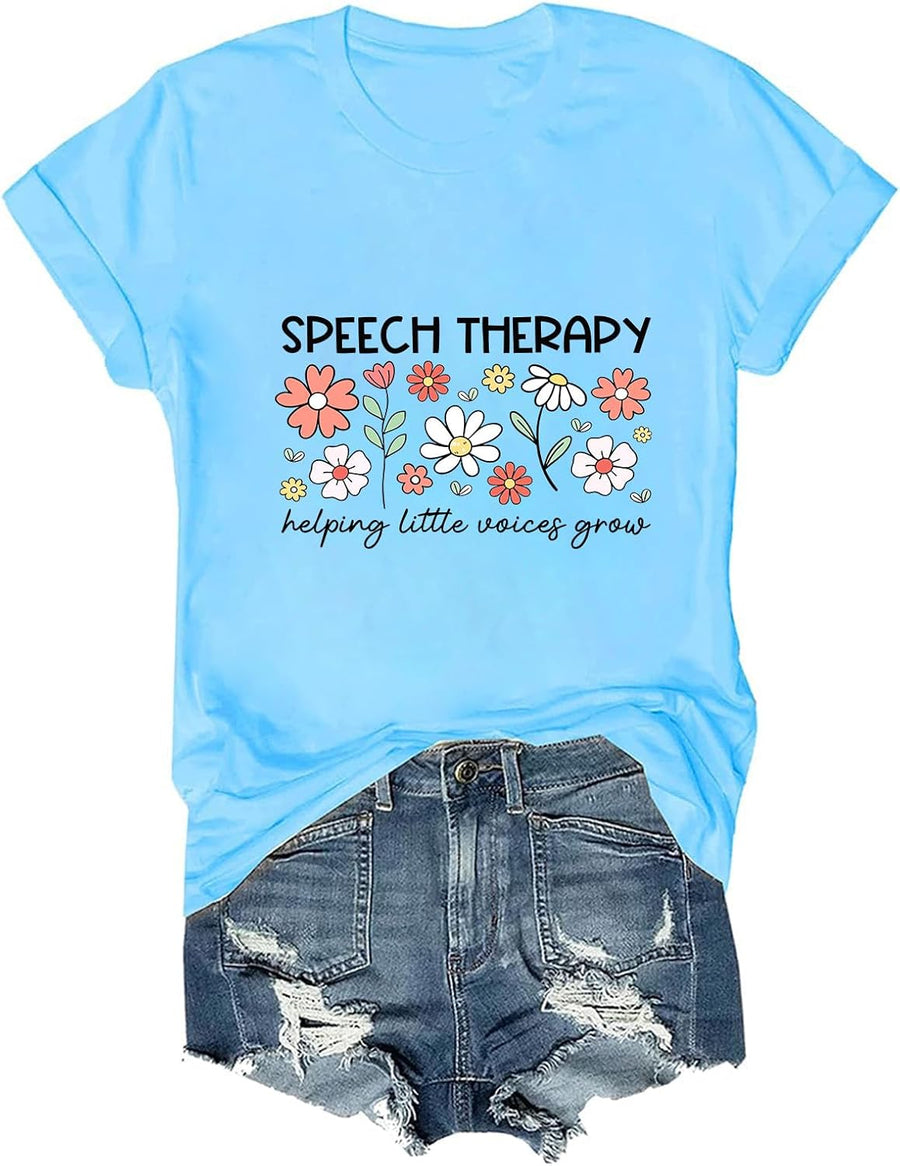 Speech Therapy T-Shirt Helping Little Voices Grow Shirt - Sky Blue