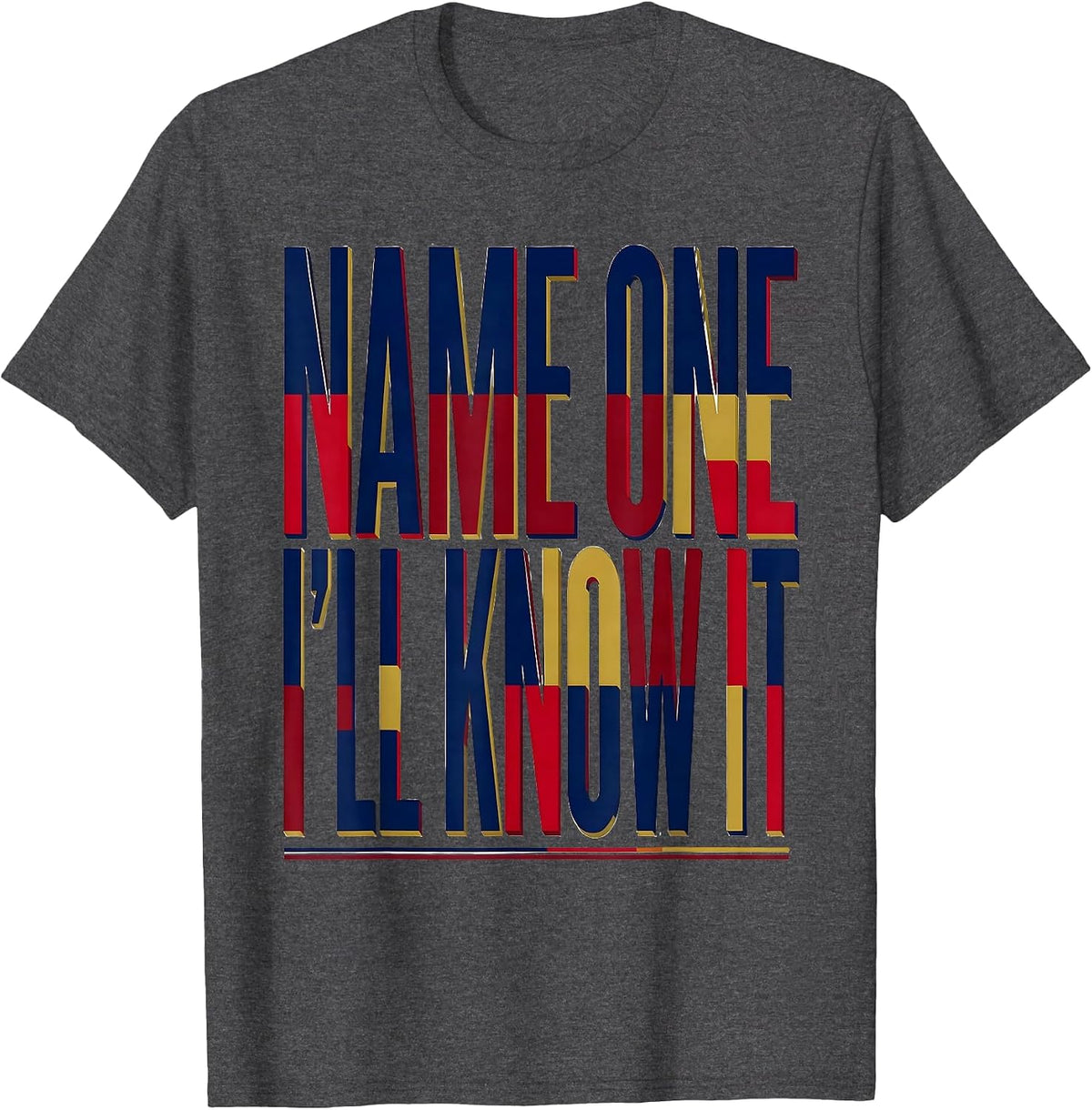 Name One, I'll Know It Geography Lover World Flags T-Shirt - Dark Heather Grey