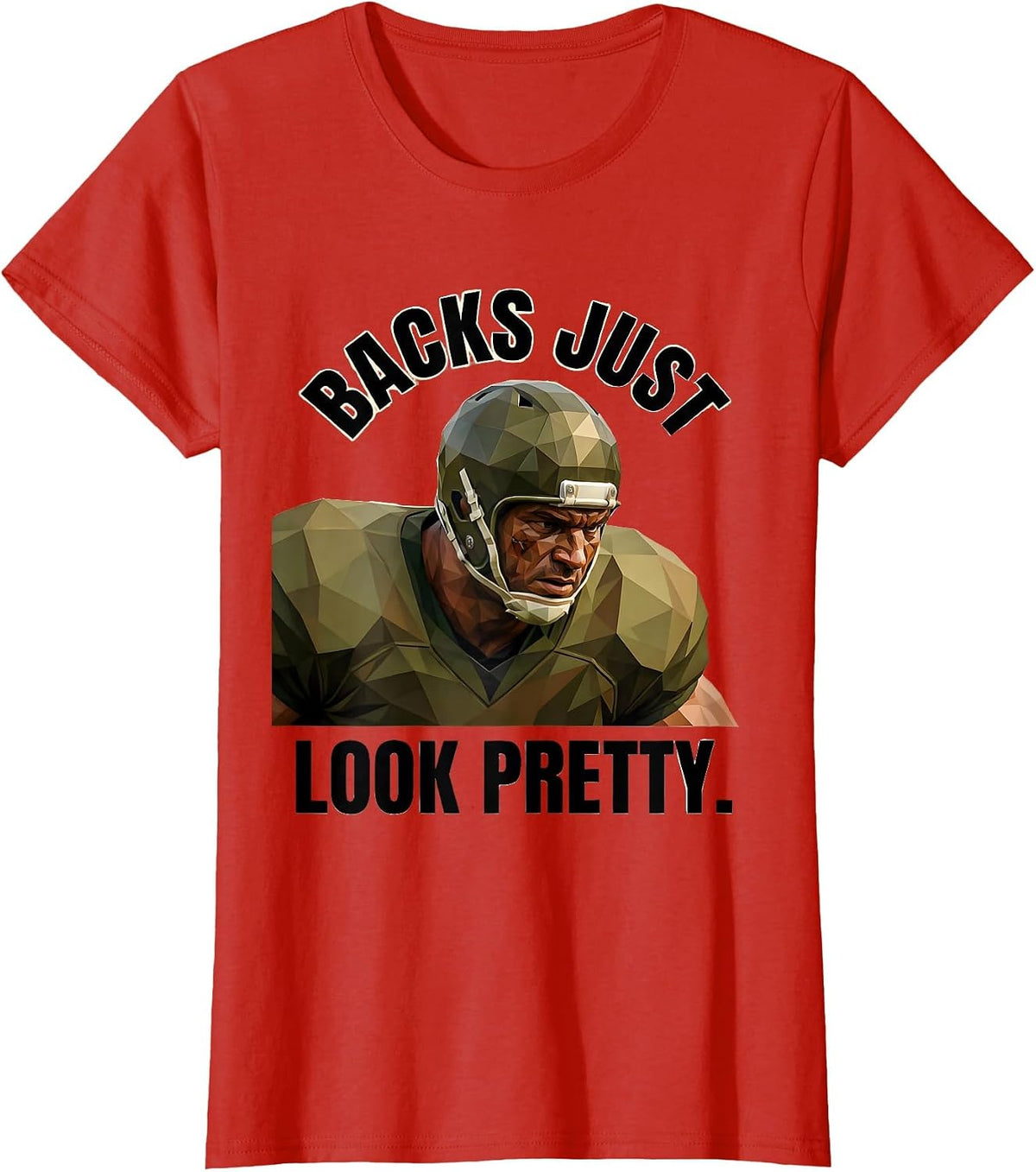 Backs Just Look Pretty Funny Rugby Design T-Shirt - Red
