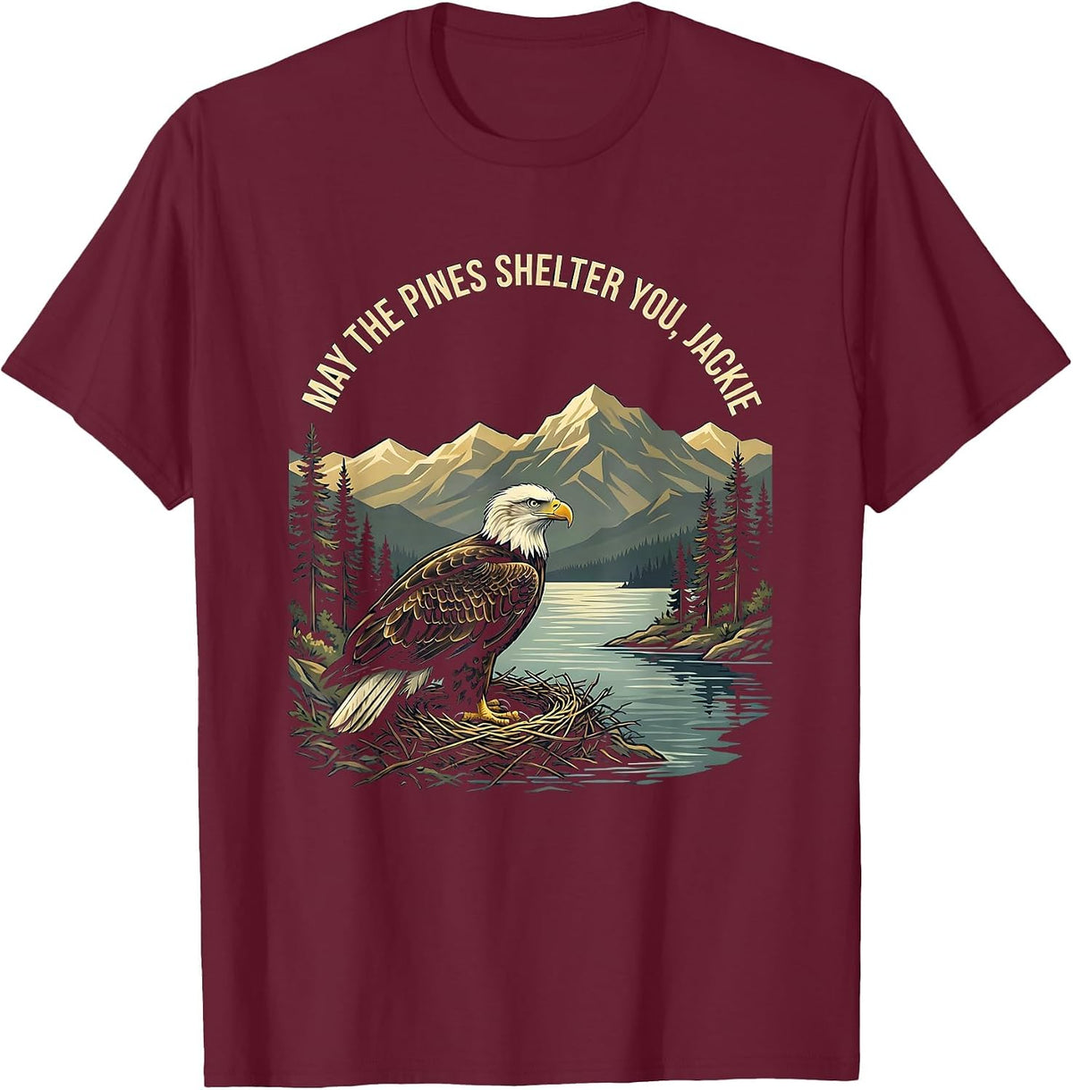 Men's May The Pines Shelter You Jackie Vintage Eagle Memorial T-Shirt - Burgundy