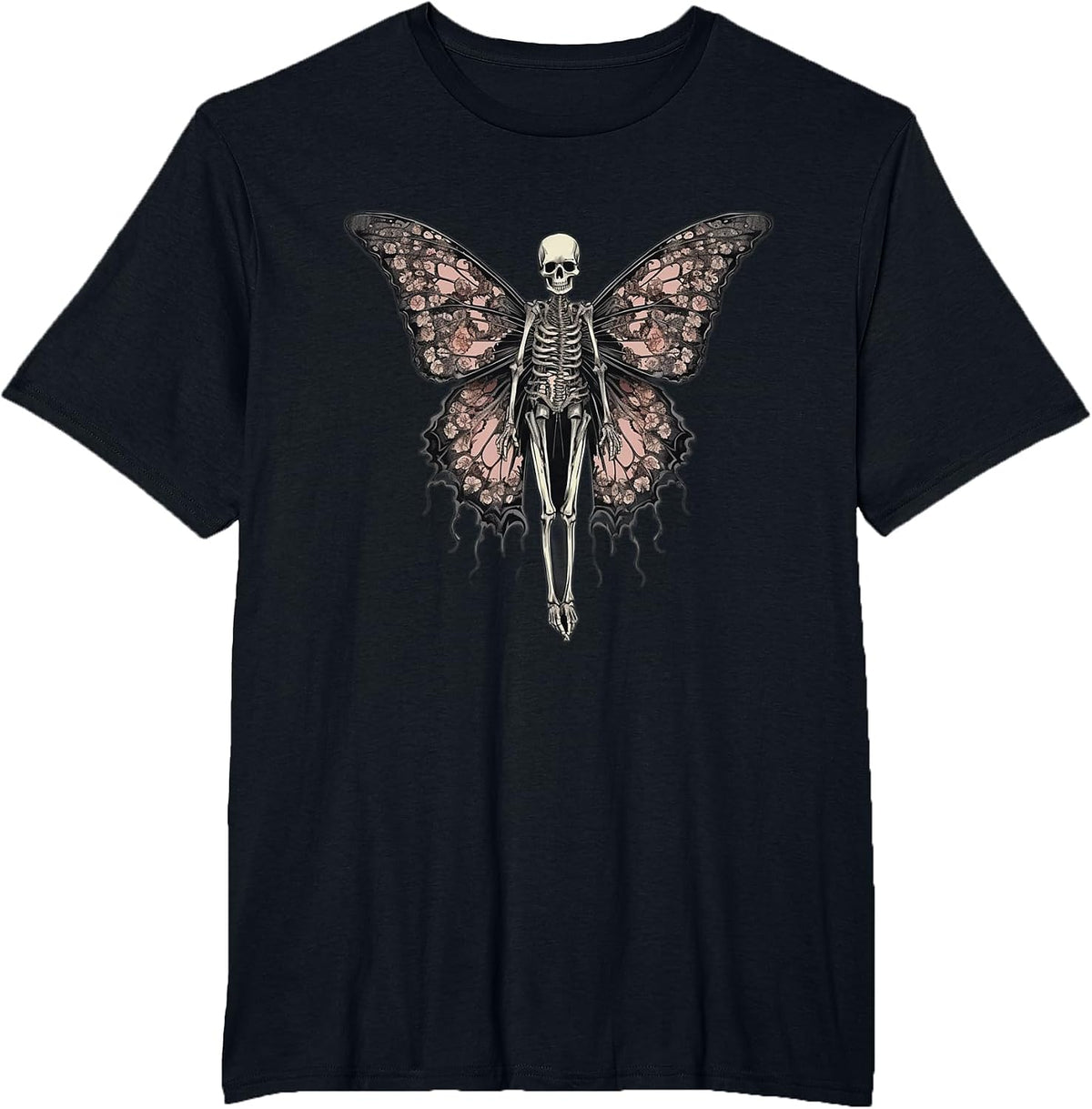 Butterfly Fairy Grunge Fairycore Aesthetic Skeleton Goth T-Shirt - Black