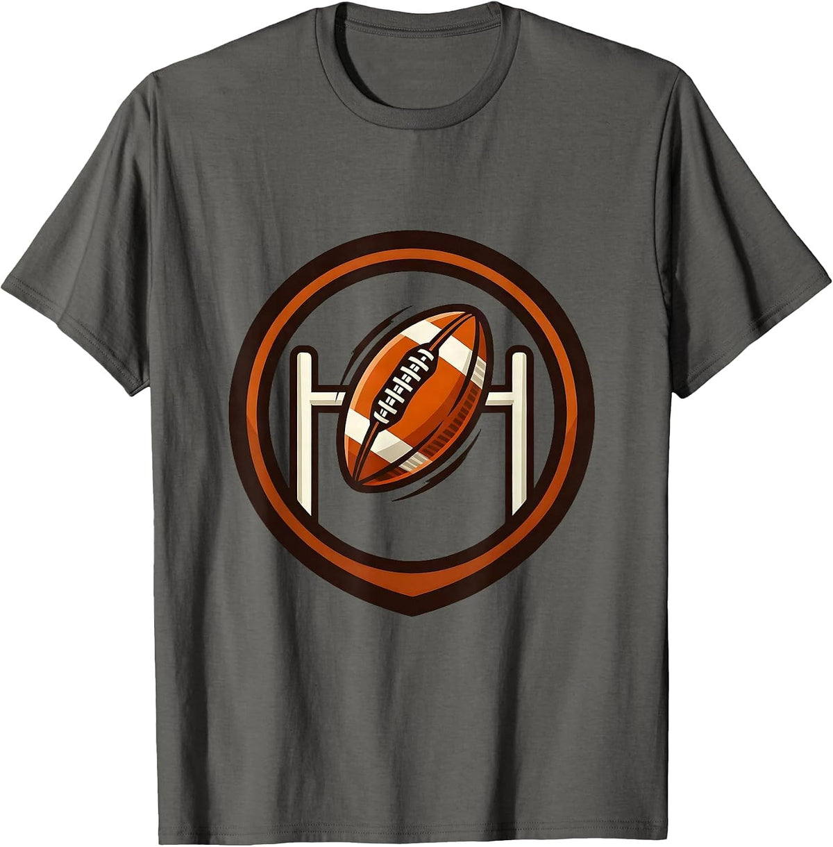 Rugby Ball Through the Goalposts Graphic T-Shirt - Asphalt Grey