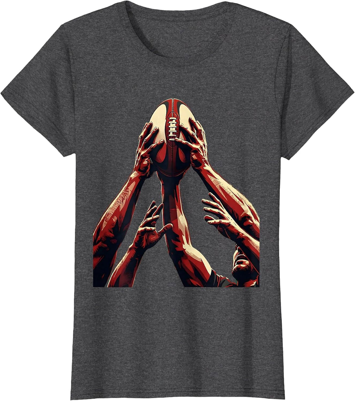 Women's Rugby Lineout Hands Reaching for Ball Graphic T-Shirt - Dark Heather Grey