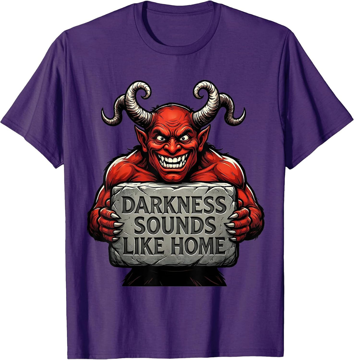 Darkness Sounds Like Home Metal Band Design T-Shirt - Purple