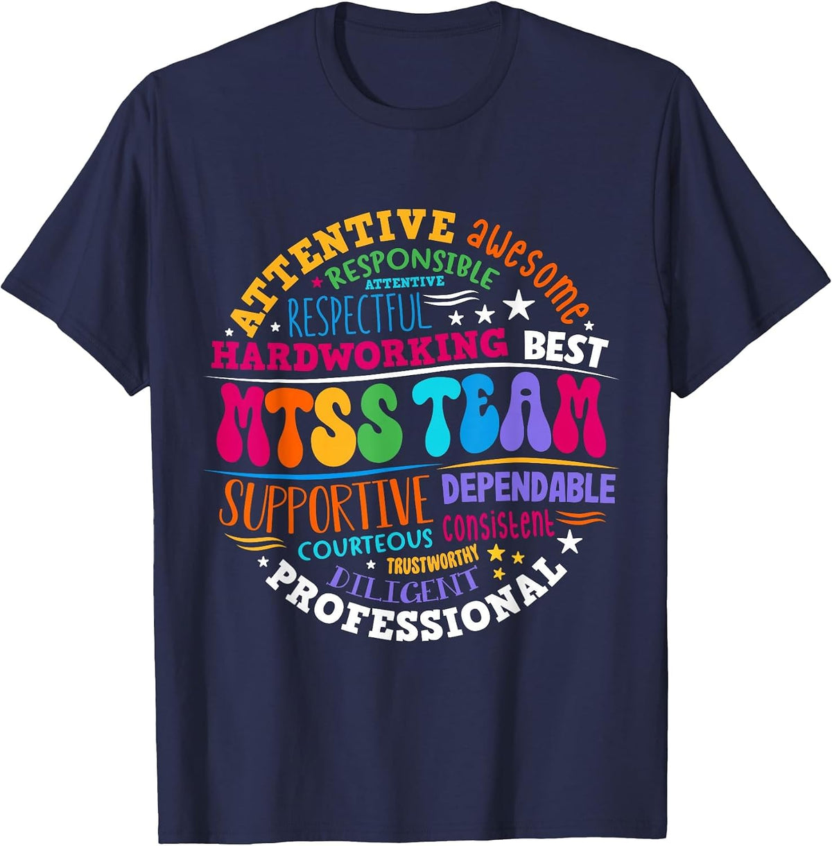 Groovy MTSS Team Coach School Counselor School Psychologist T-Shirt - Navy Blue