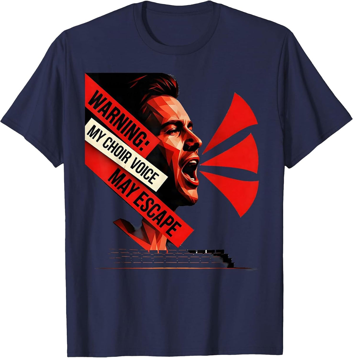 Warning: My Choir Voice May Escape Funny Choir Member Singer T-Shirt - Navy Blue