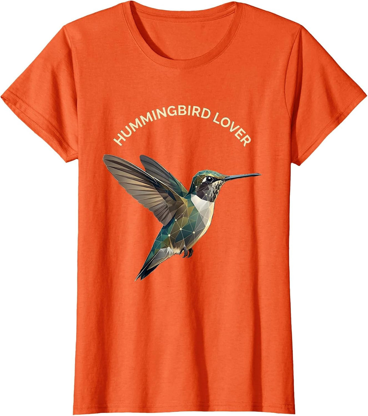 Hummingbird Lover Geometric Constellation Animal Line Art T-Shirt - Orange