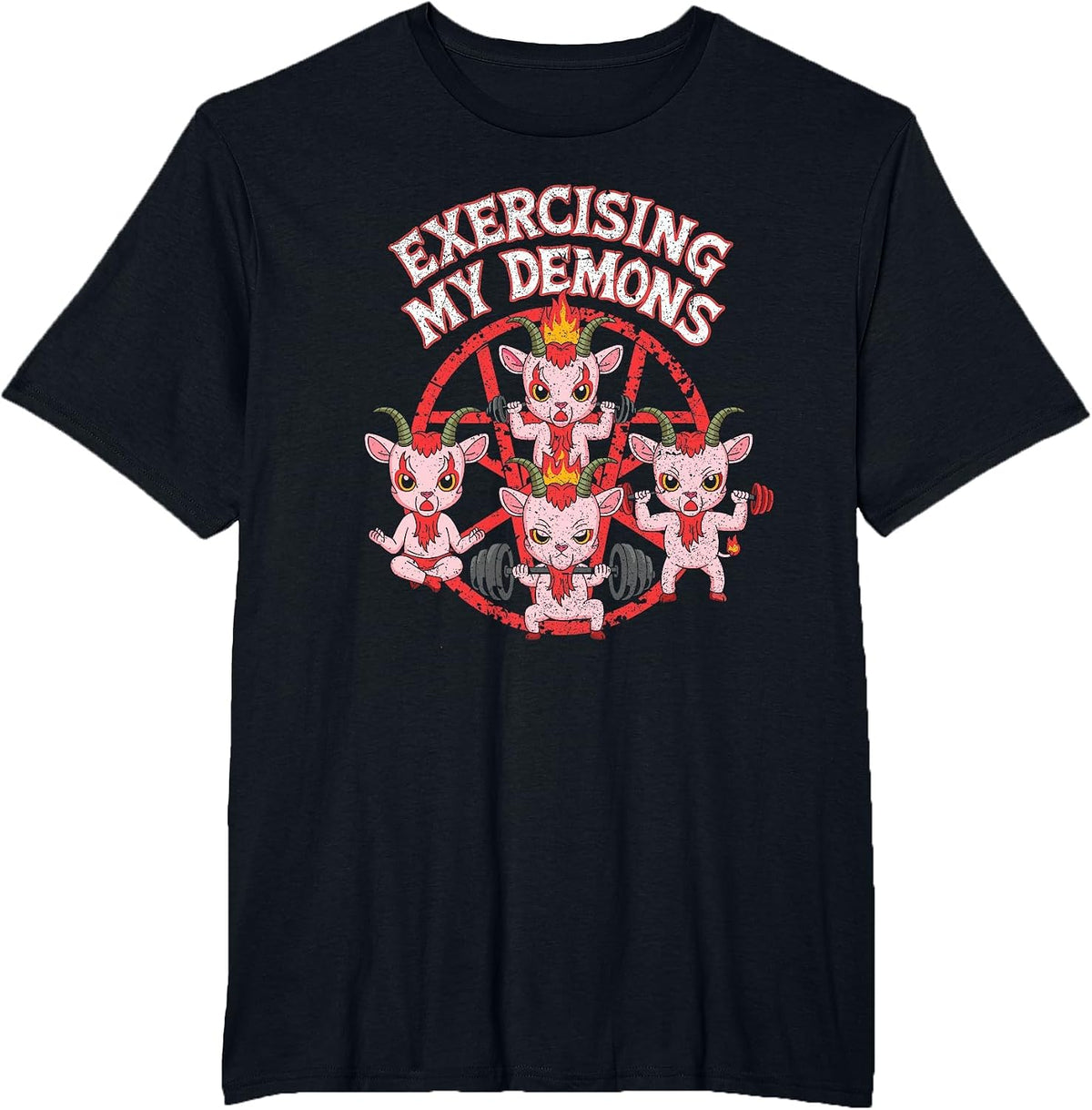 Exercising My Demons Funny Gym Workout Demon T-Shirt - Black