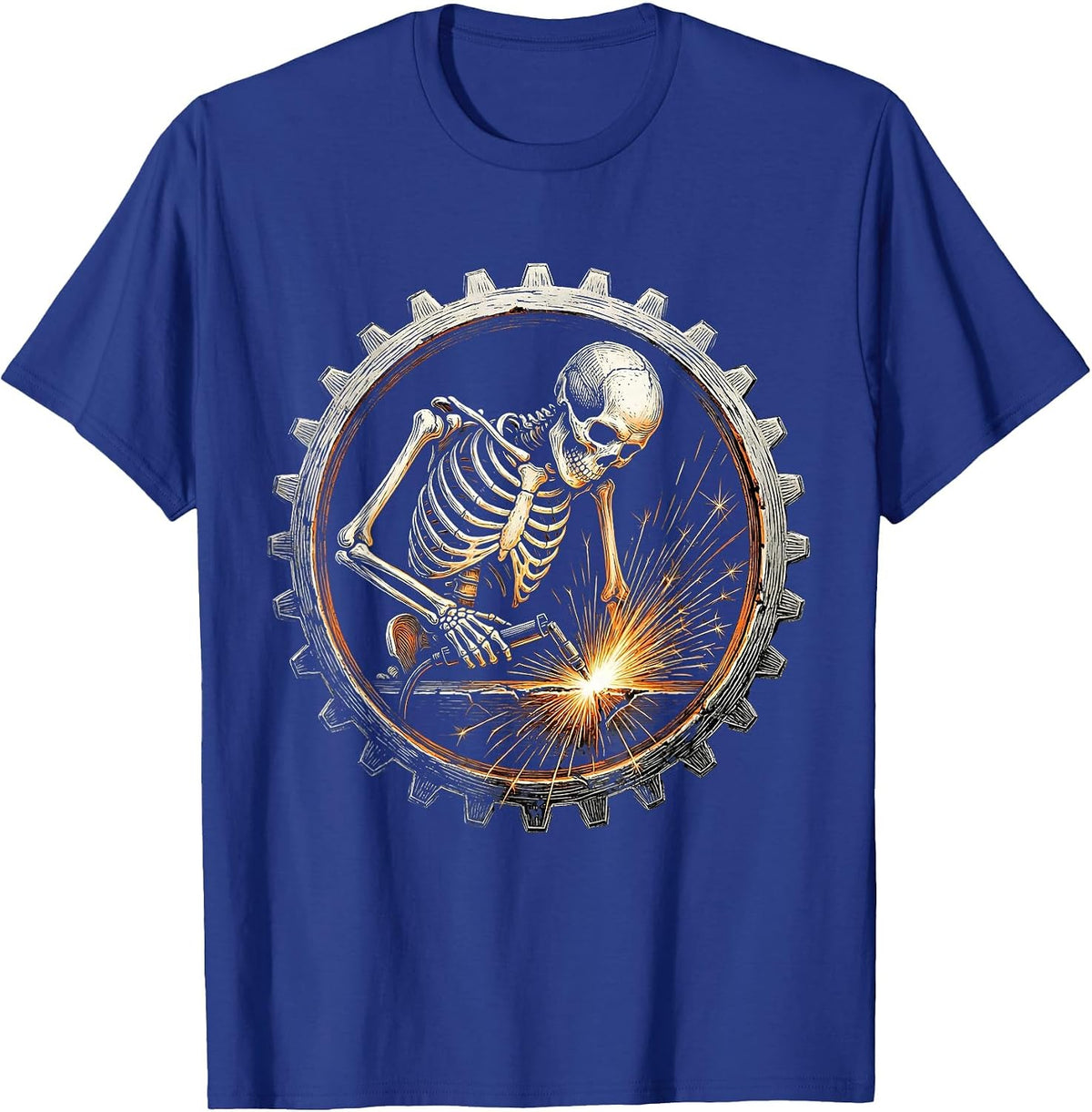 Men's Skeleton Welder Glowing Seam Graphic T-Shirt - Royal Blue