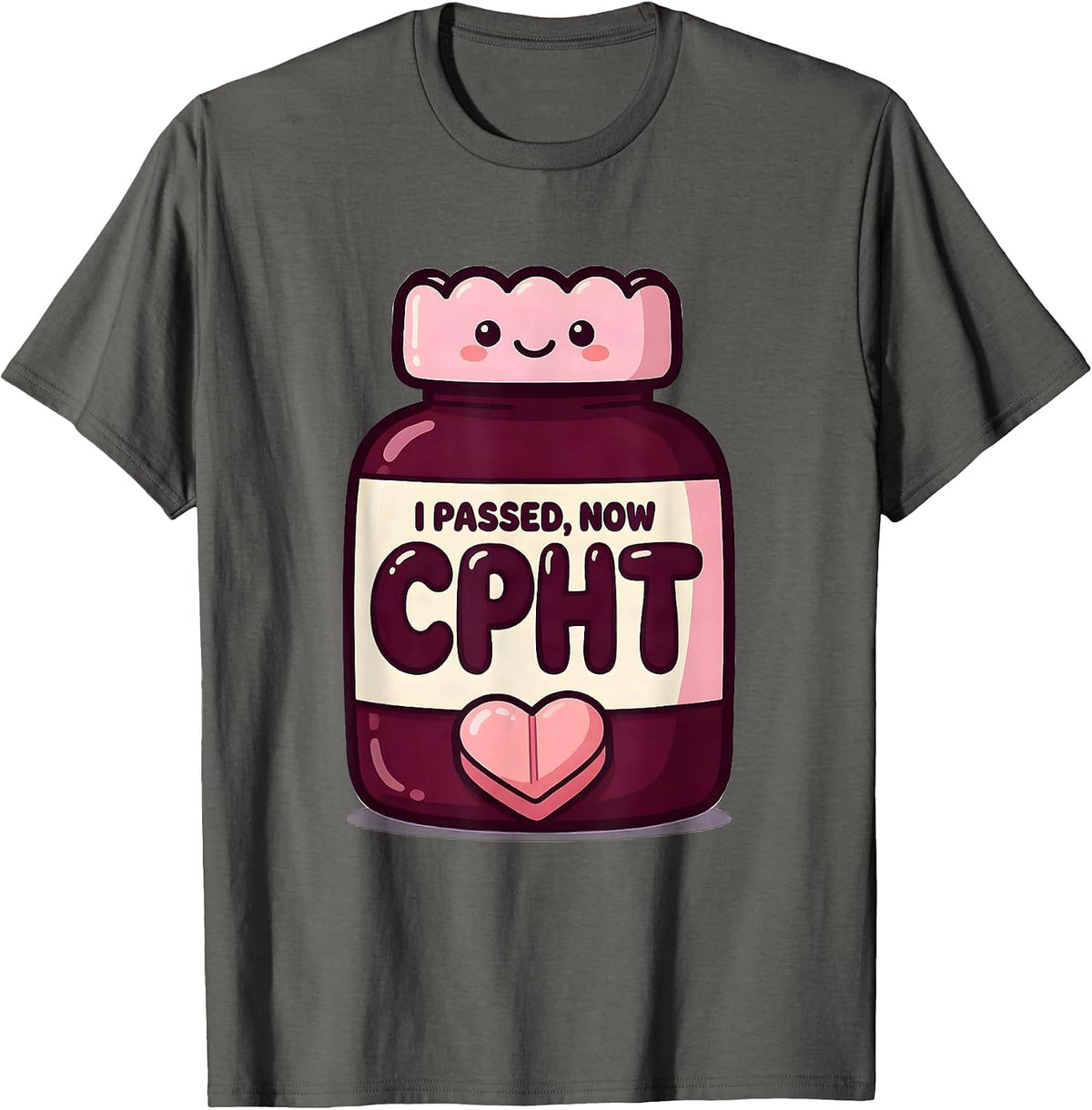 I Passed, Now CPhT Cute Kawaii Pharmacy Technician T-Shirt - Asphalt Grey