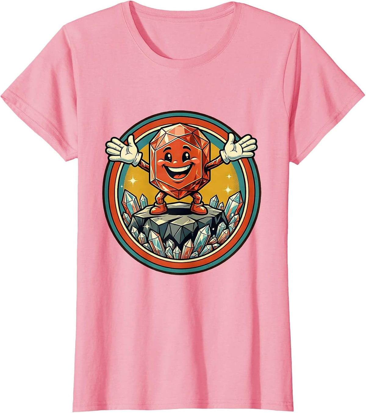 Women's Sugar Crystal Rock Candy Science Art Design T-Shirt - Pink