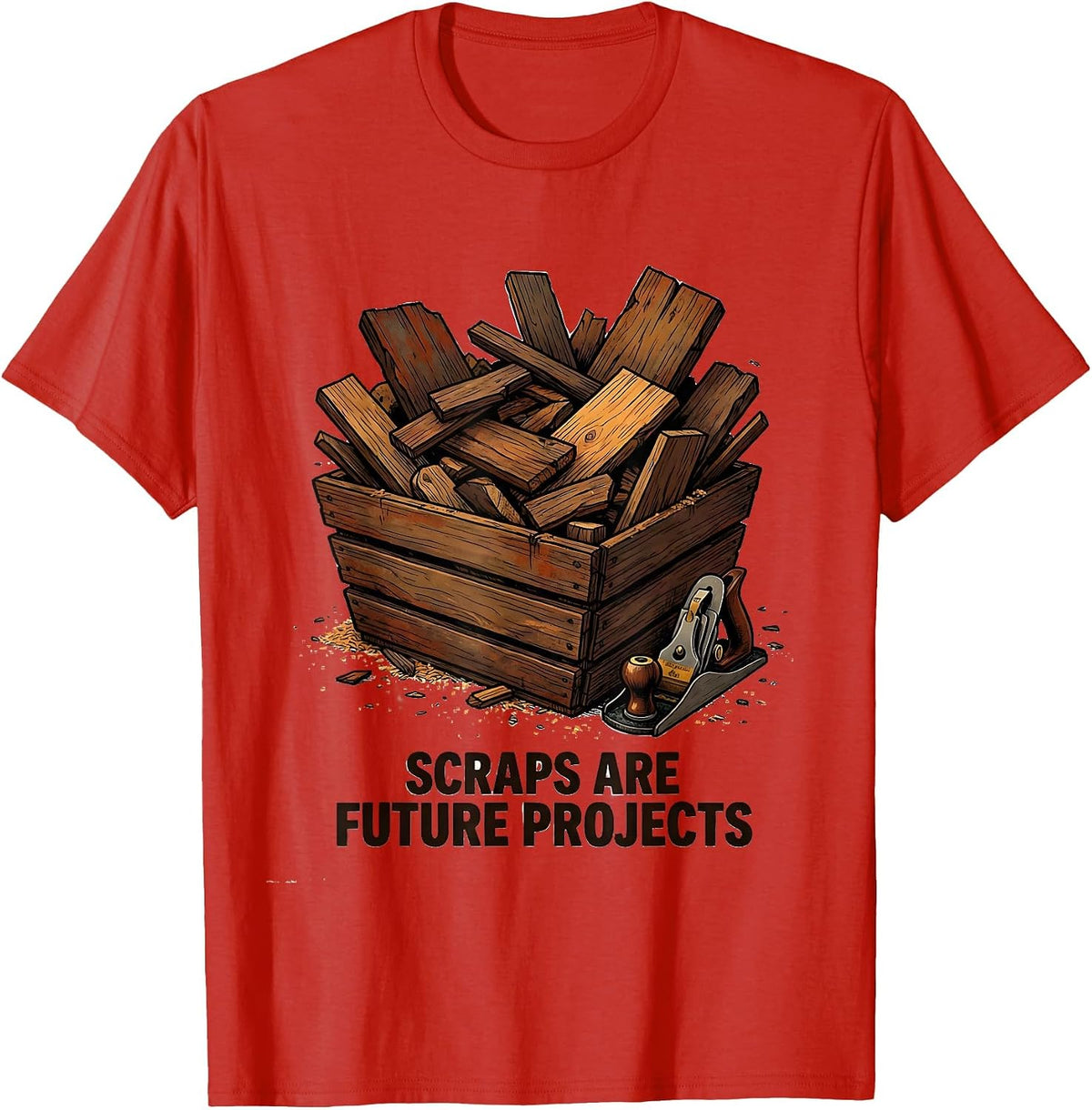 Men's Scraps Are Future Projects Distressed Woodworker Carpenter T-Shirt - Red