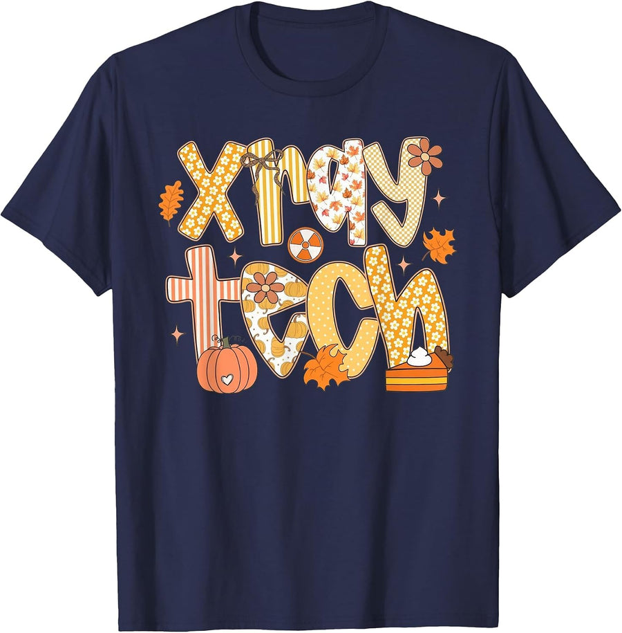 Xray Tech Fall Radiology Radtech Autumn Xray Technologist T-Shirt - Navy Blue