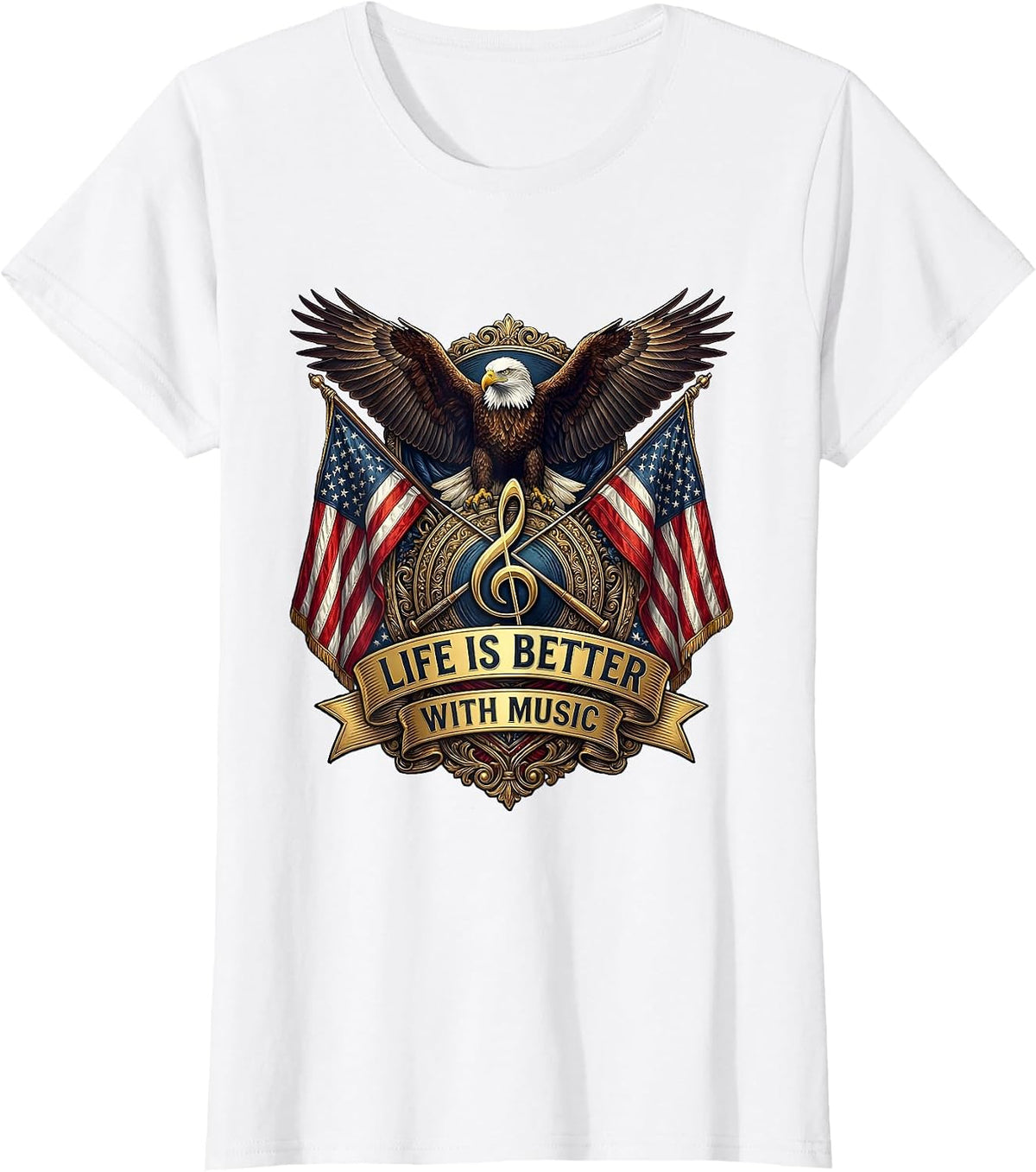 Life Is Better With Music Teacher Design T-Shirt - White