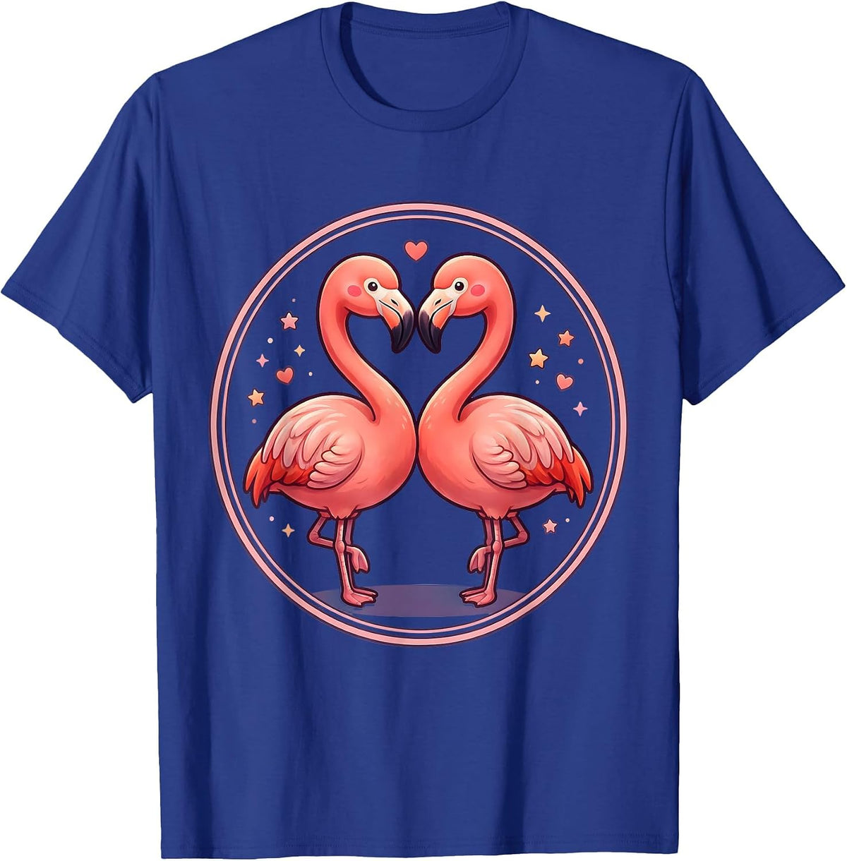 Men's Flamingo Heart Love Romantic Nature Design T-Shirt - Royal Blue