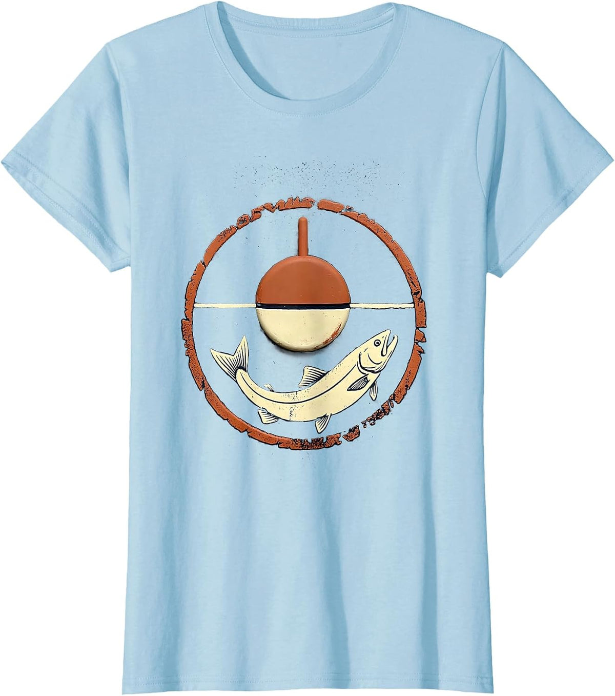 Trout Fishing Bobber Mountain Lake Illustration T-Shirt - Baby Blue