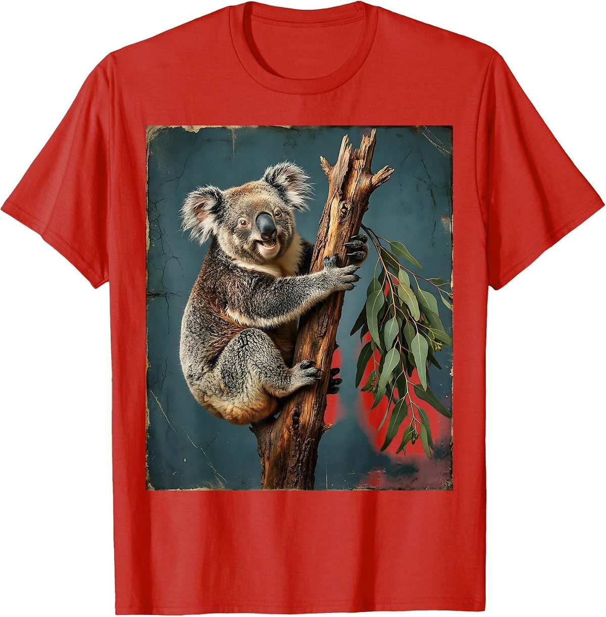Men's Derpy Koala Hugging Wrong Tree Branch T-Shirt - Red