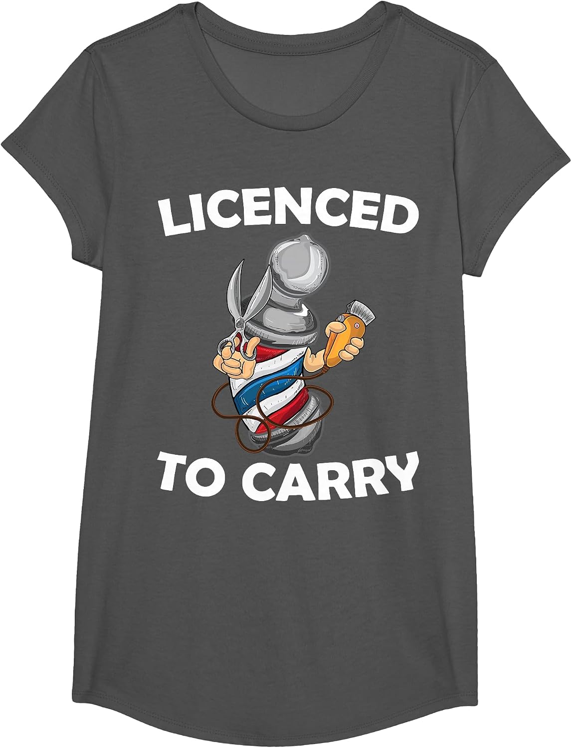 Funny Barber Design for Men Hair Stylist Barbershop Lovers T-Shirt - Girls Asphalt Grey