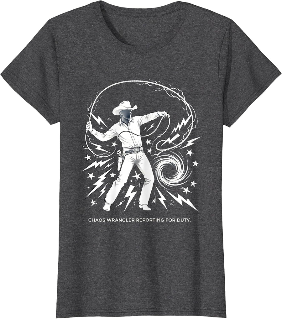 Women's Chaos Wrangler Reporting For Duty Design T-Shirt - Dark Heather Grey