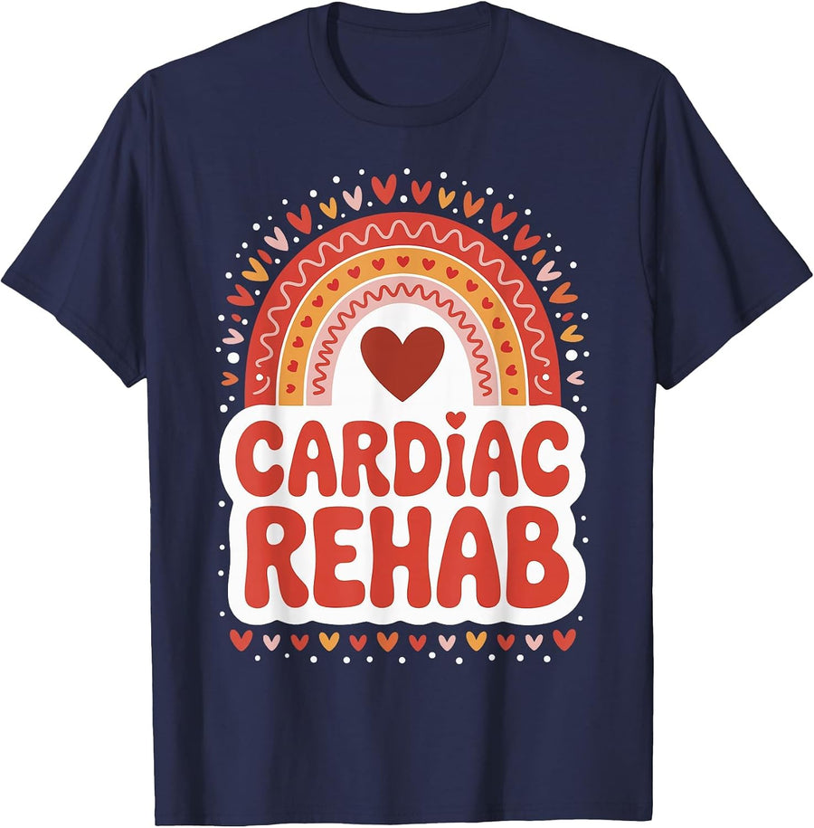Cardiac Rehab Heart Recovery Tee T-Shirt for Heart Attack Survivor and Cardiology Nurse - Navy Blue