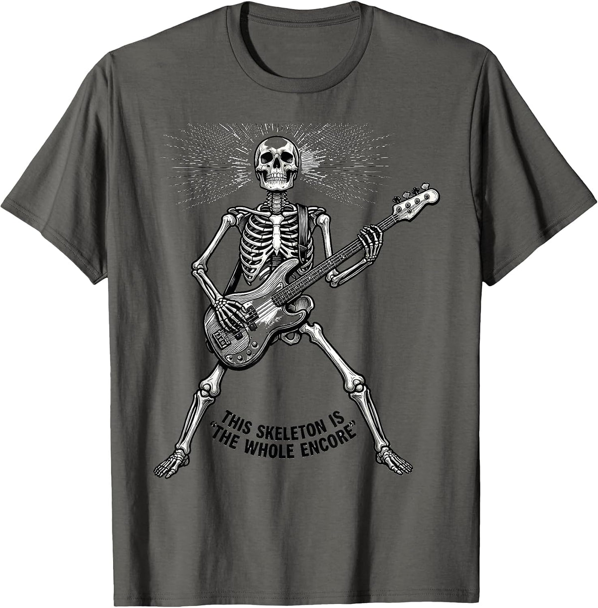 Men's This Skeleton Is The Whole Encore Punk Rock Skeleton Skull T-Shirt - Asphalt Grey
