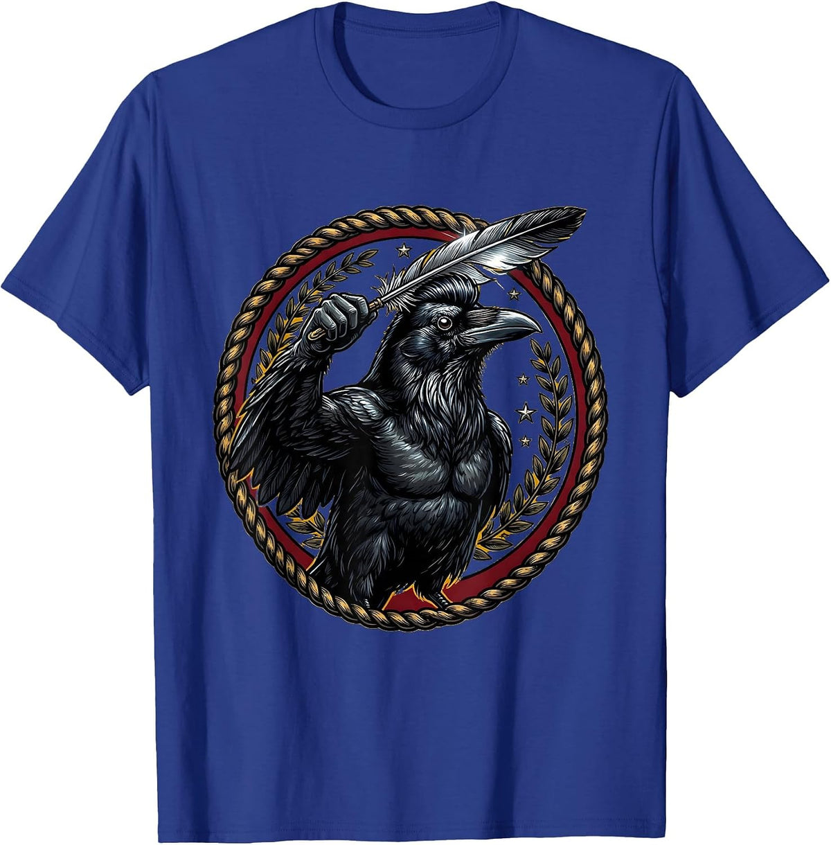 Cool Crow Slicking Back Feathers Switchblade Comb T-Shirt - Royal Blue