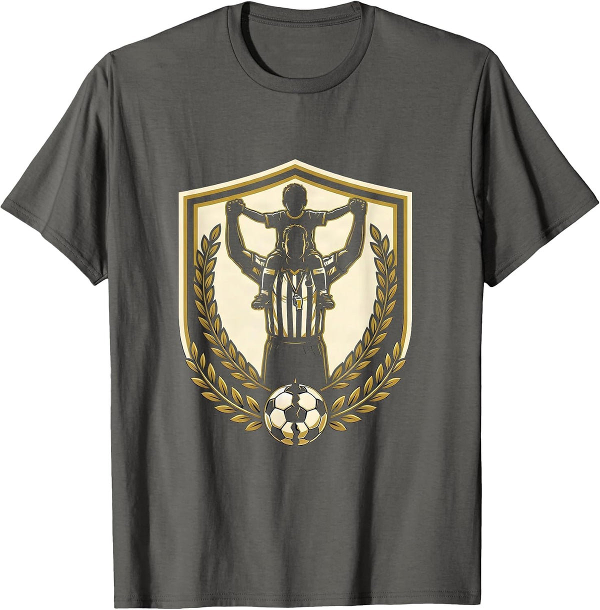 Men's Soccer Dad Referee Piggyback Ride Graphic T-Shirt - Asphalt Grey