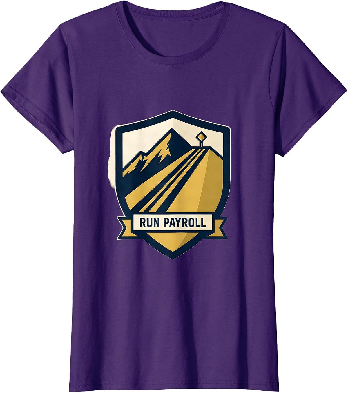 Women's Run Payroll Shield Emblem Ski Slope Skiing Snowboarder Humor T-Shirt - Purple