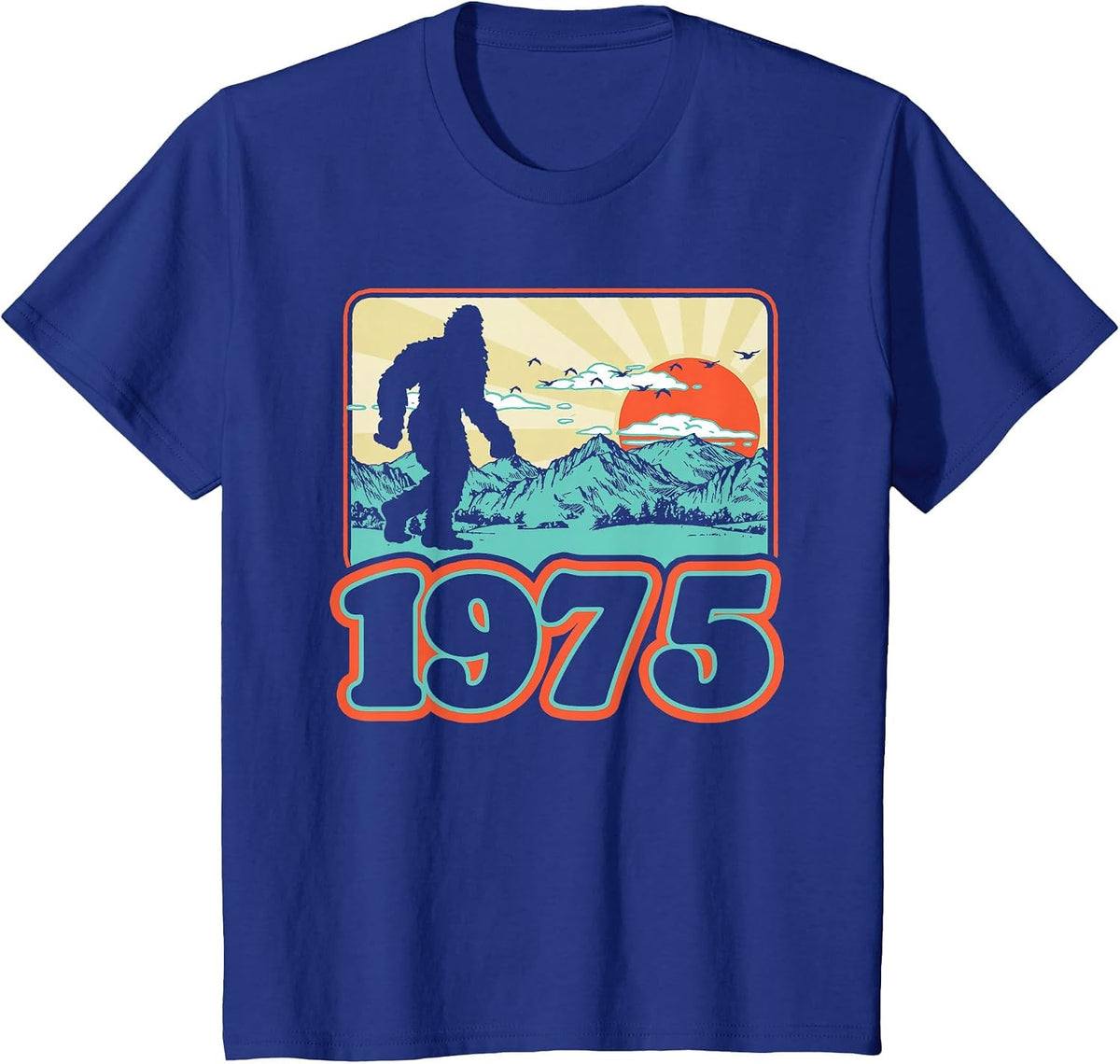 Retro Bigfoot Mountains 50th Birthday 1975 Sasquatch Fifty T-Shirt - Royal Blue