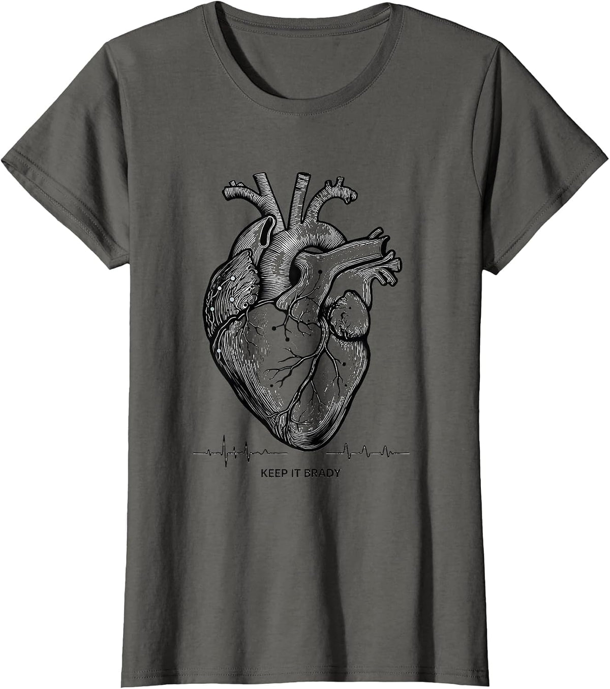 Women's Keep It Brady Cardiac Nurse Anatomy Conduction Pathway T-Shirt - Asphalt Grey