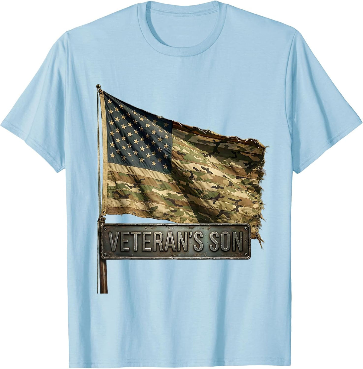 Veteran's Son Vintage Military Patriotic T-Shirt - Baby Blue