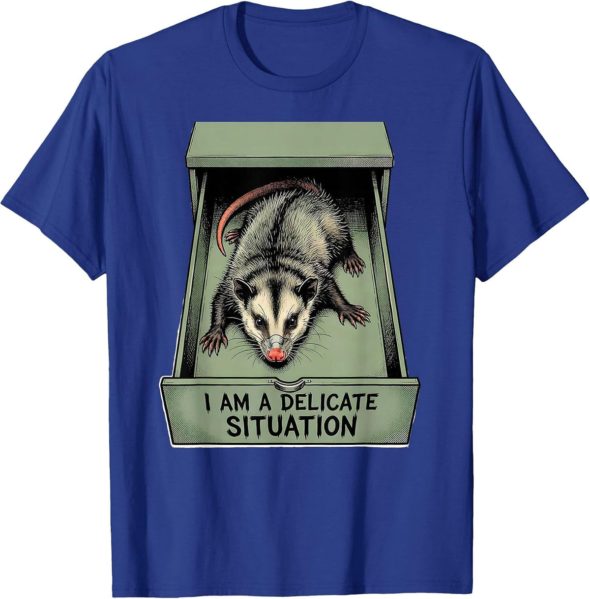 I Am A Delicate Situation Funny Opossum Meme Possum Lover T-Shirt - Royal Blue