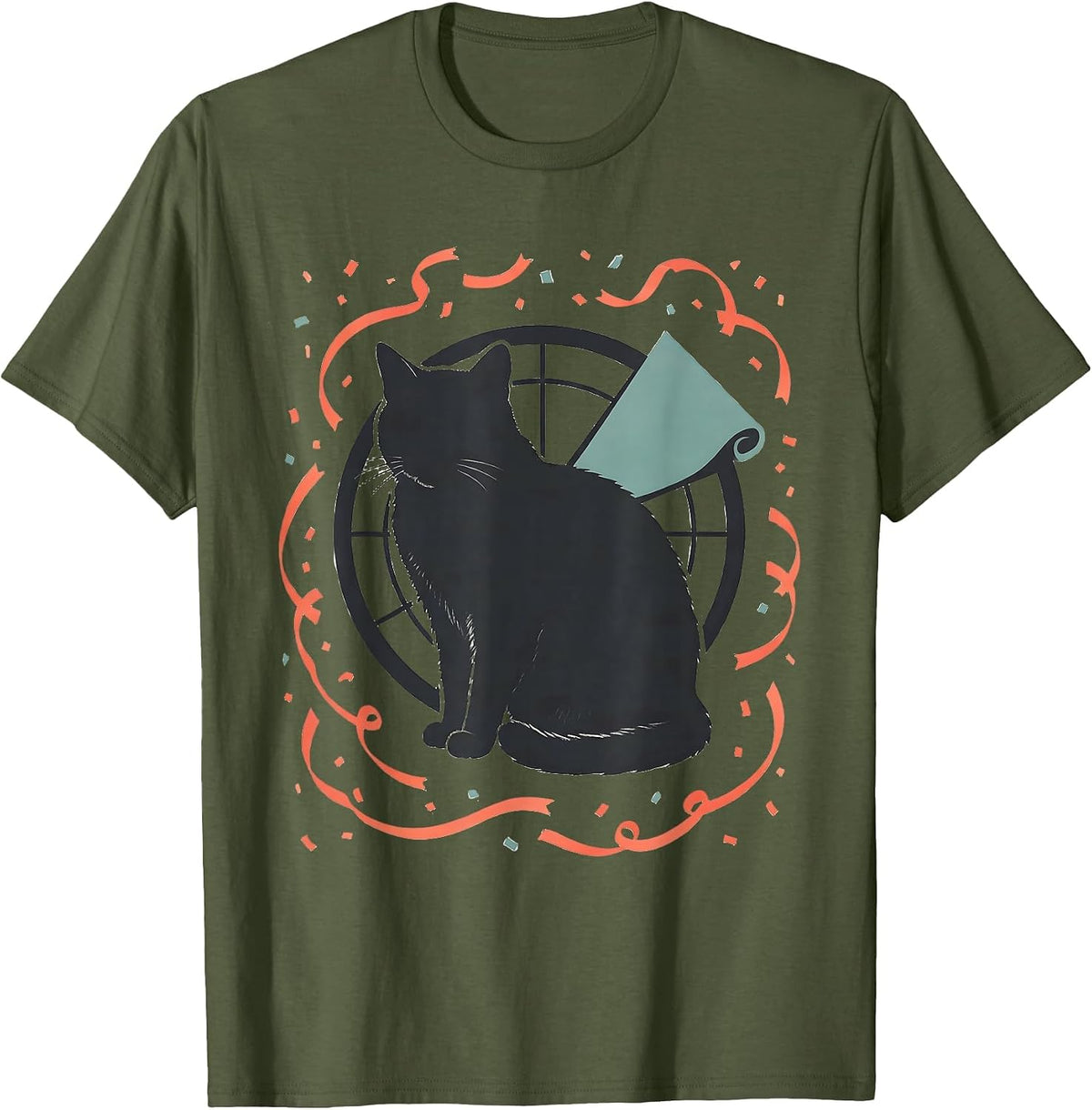 Lazy Cat Calendar New Year Humor Gift T-Shirt - Olive Green