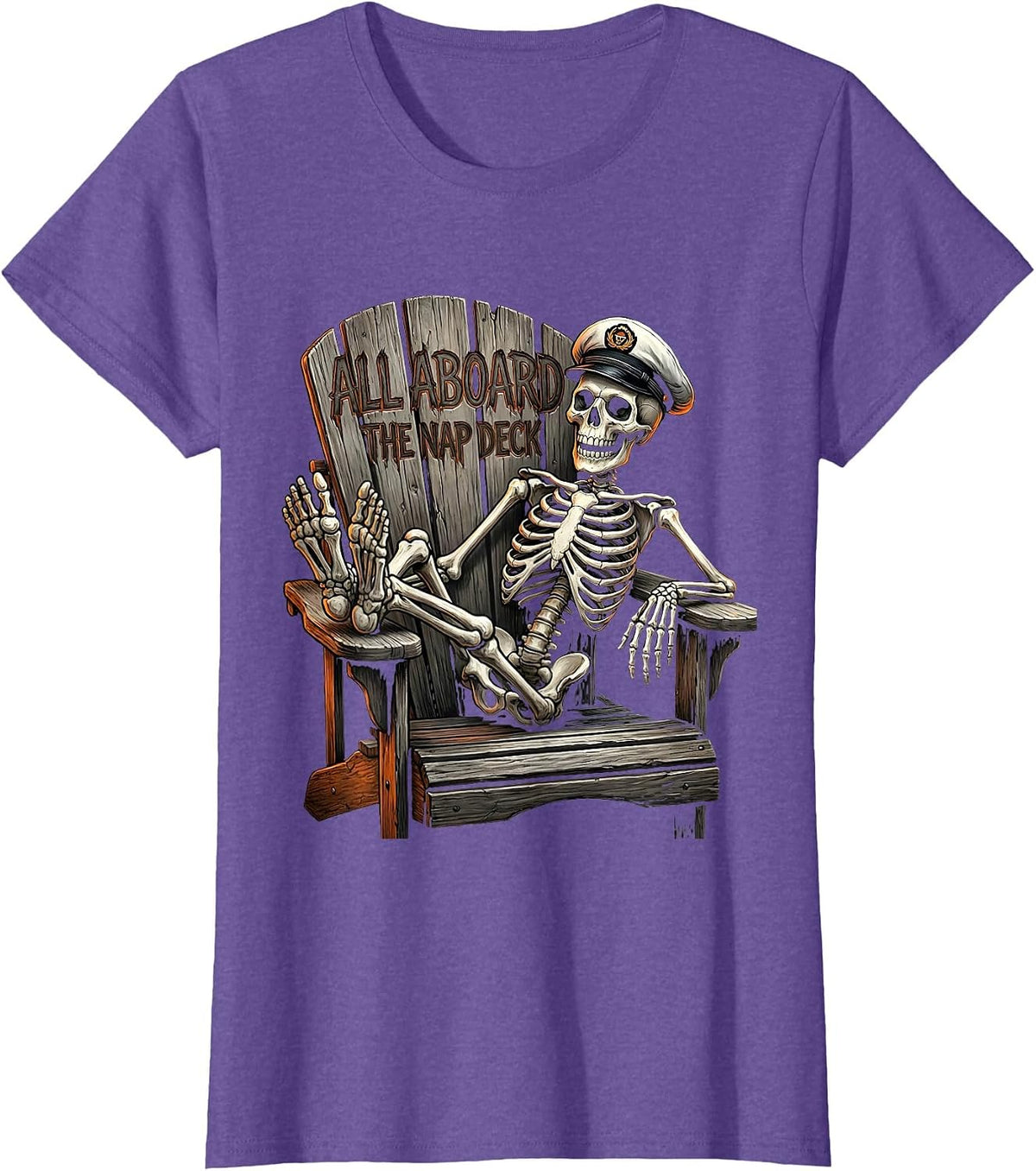 All Aboard The Nap Deck Funny Cruise Design T-Shirt - Purple Heather