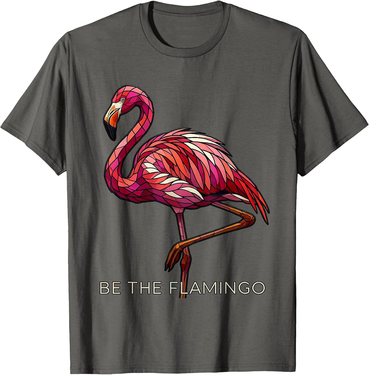 Men's Be the Flamingo Bold Statement Design T-Shirt - Asphalt Grey