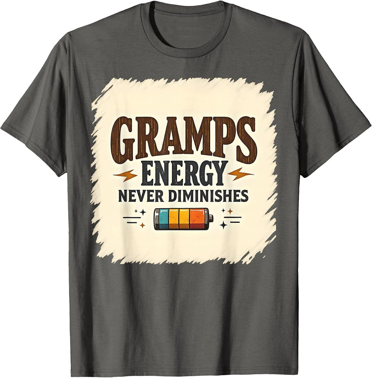 Gramps Energy Never Diminishes Grandpa Design T-Shirt - Asphalt Grey