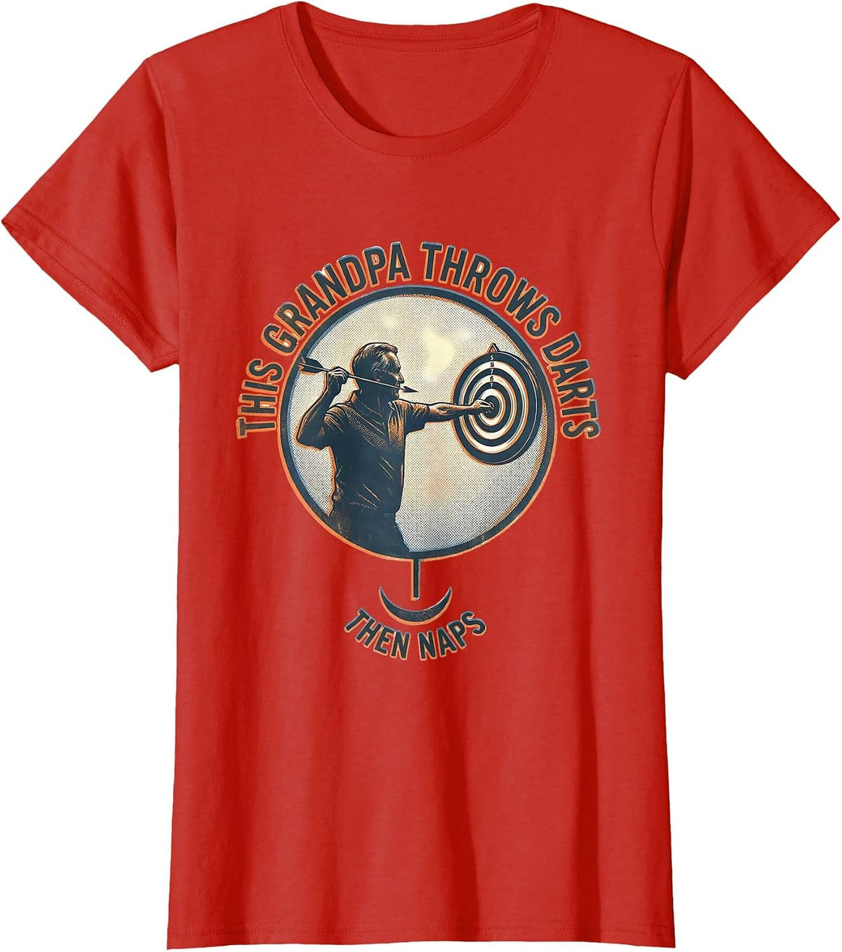 This Grandpa Throws Darts Then Naps Funny Grandpa Gift T-Shirt - Red