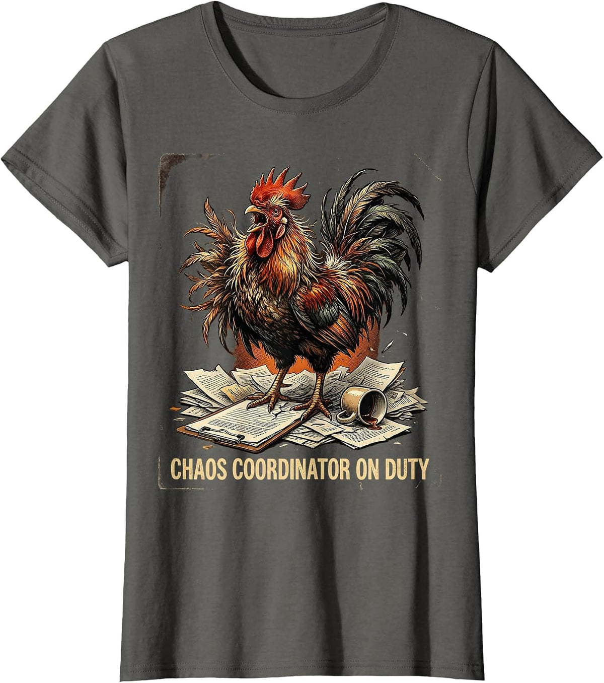 Women's Chaos Coordinator On Duty Funny Novelty Design T-Shirt - Asphalt Grey