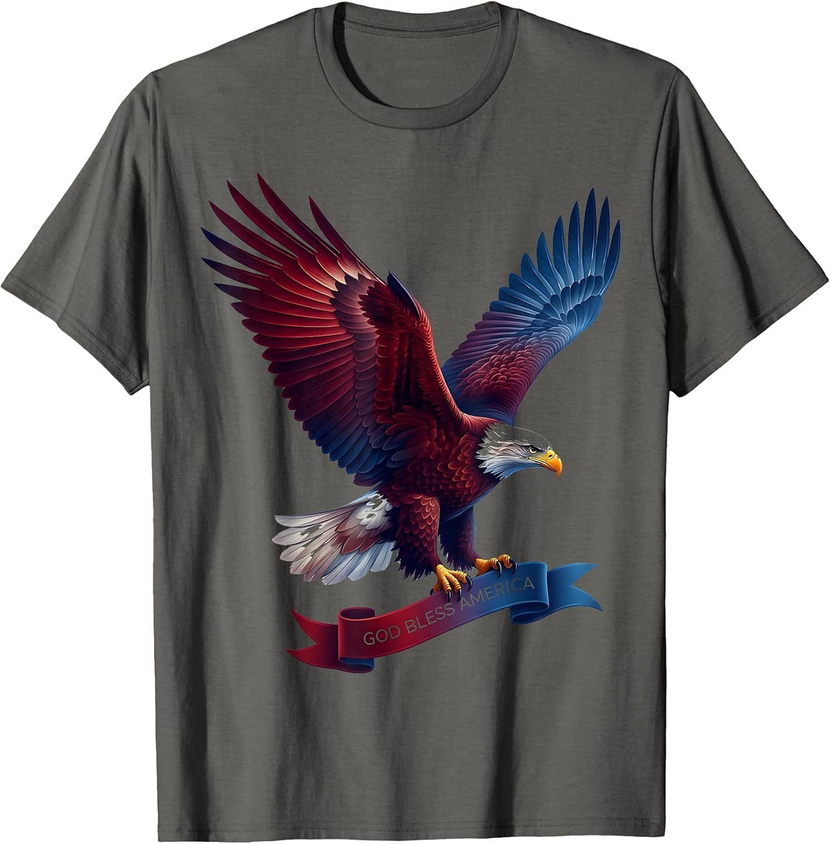God Bless America Memorial Day Patriotic Design T-Shirt - Asphalt Grey