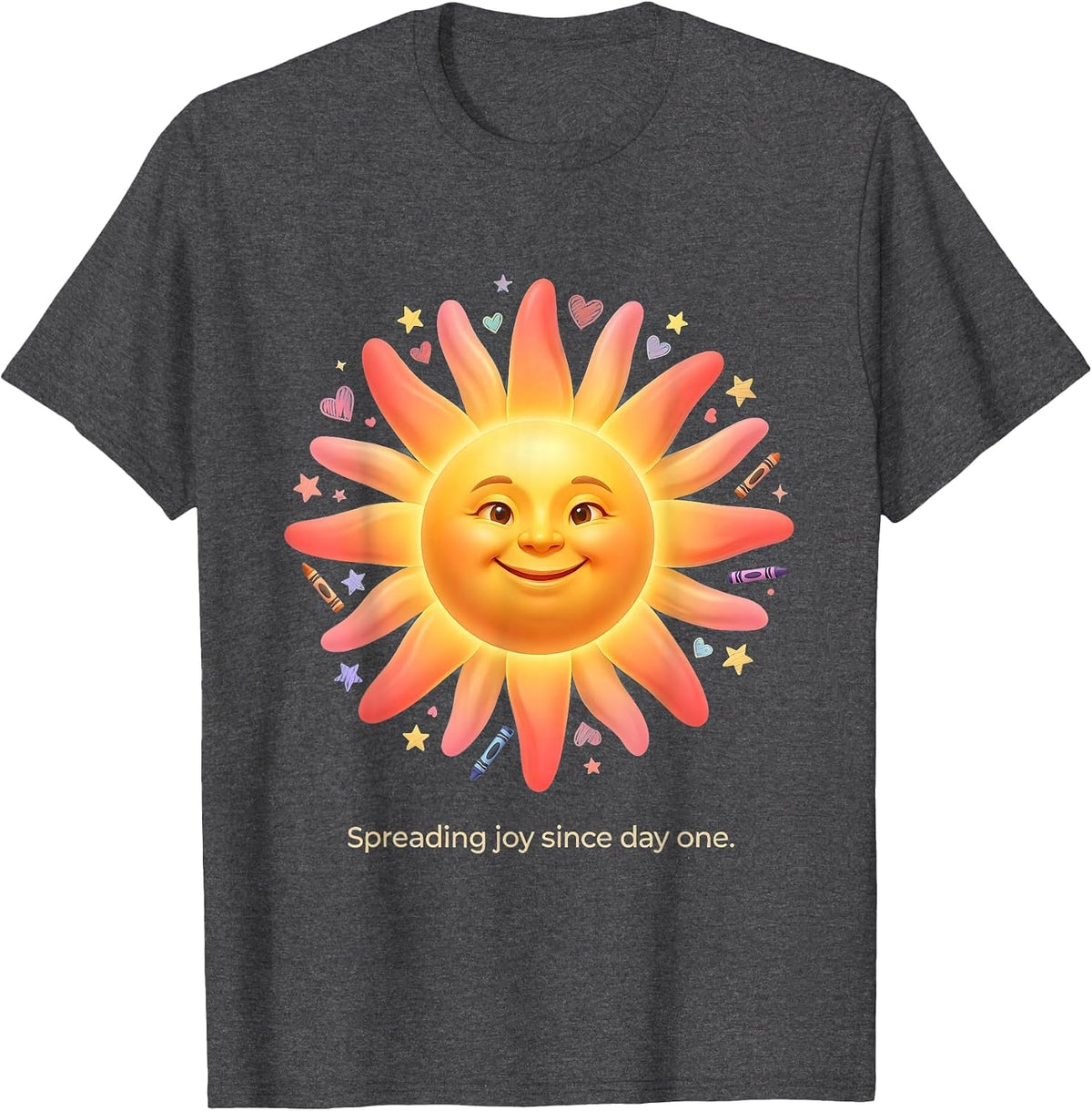 Spreading Joy Since Day One Preschool Teacher T-Shirt - Dark Heather Grey