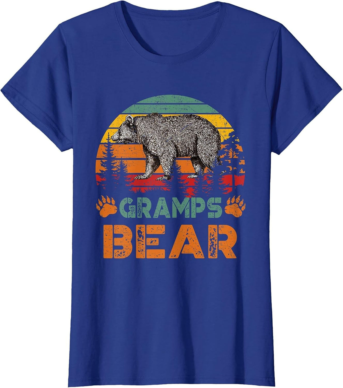 Mens Vintage Gramps Bear T-Shirt Funny Fathers Day T-Shirt - Royal Blue