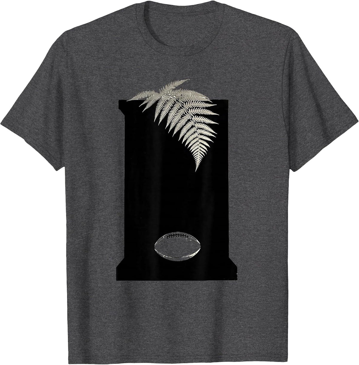 Men's Fern Silhouette Kiwi Rugby Fan National Pride T-Shirt - Dark Heather Grey