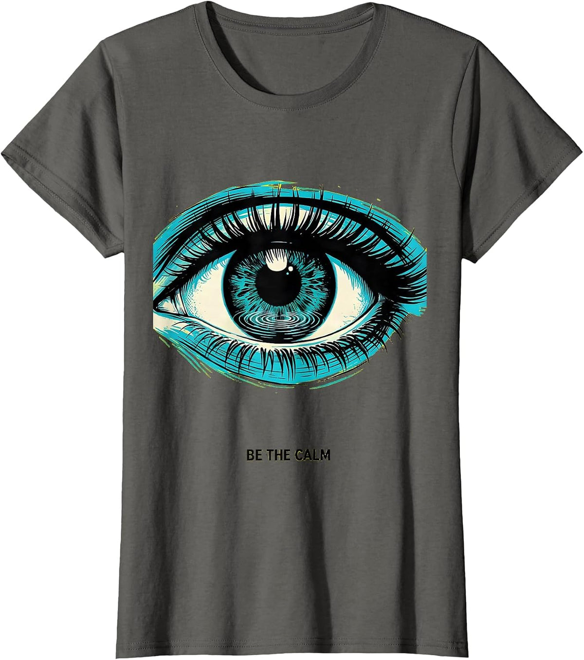 Women's Be the Calm Mindfulness Inspirational Design T-Shirt - Asphalt Grey