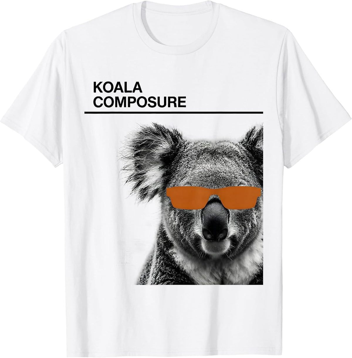 Men's Koala Composure Minimalist Animal Portrait Sunglasses Humor T-Shirt - White