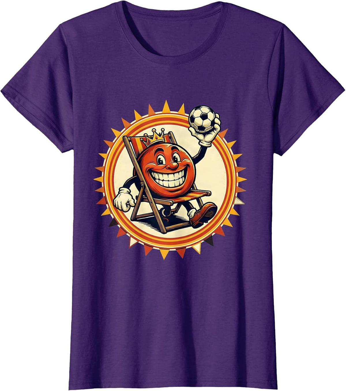 Women's Soccer Dad Folding Chair Throne Royalty Graphic T-Shirt - Purple