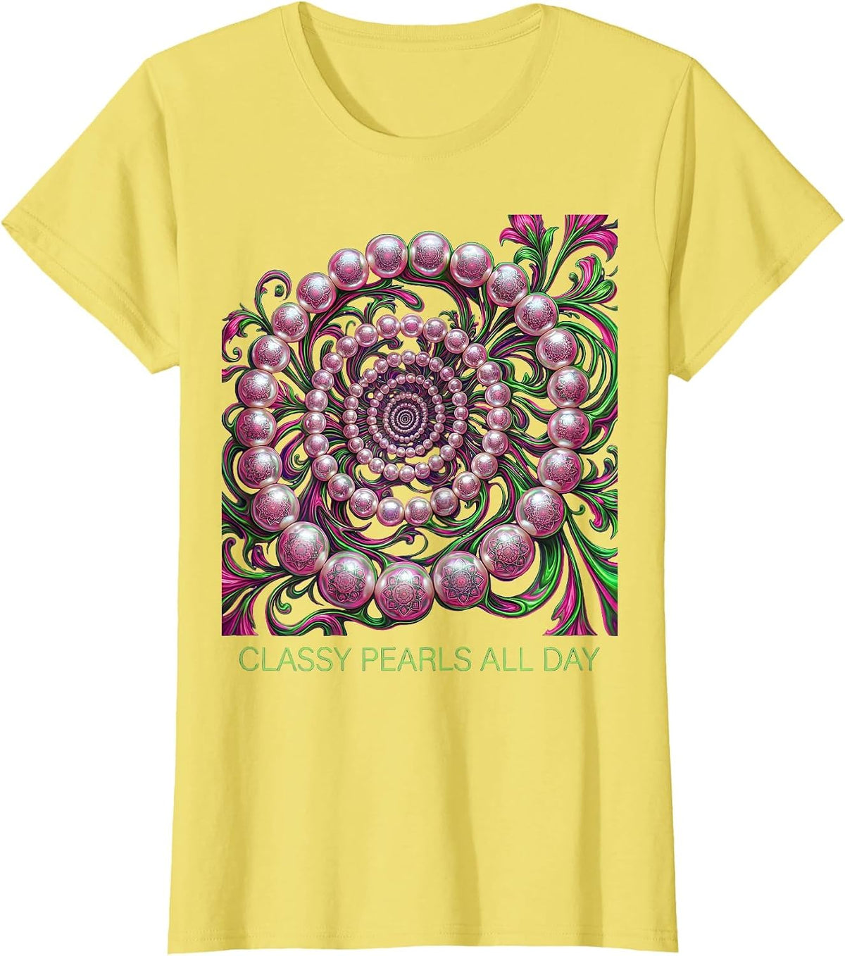 Classy Pearls All Day Elegant Pearl Lover Design T-Shirt - Lemon Yellow